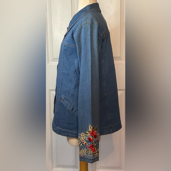 Vintage Denim & Co Embroidered Denim Jacket Size Large New - Picture 4 of 5